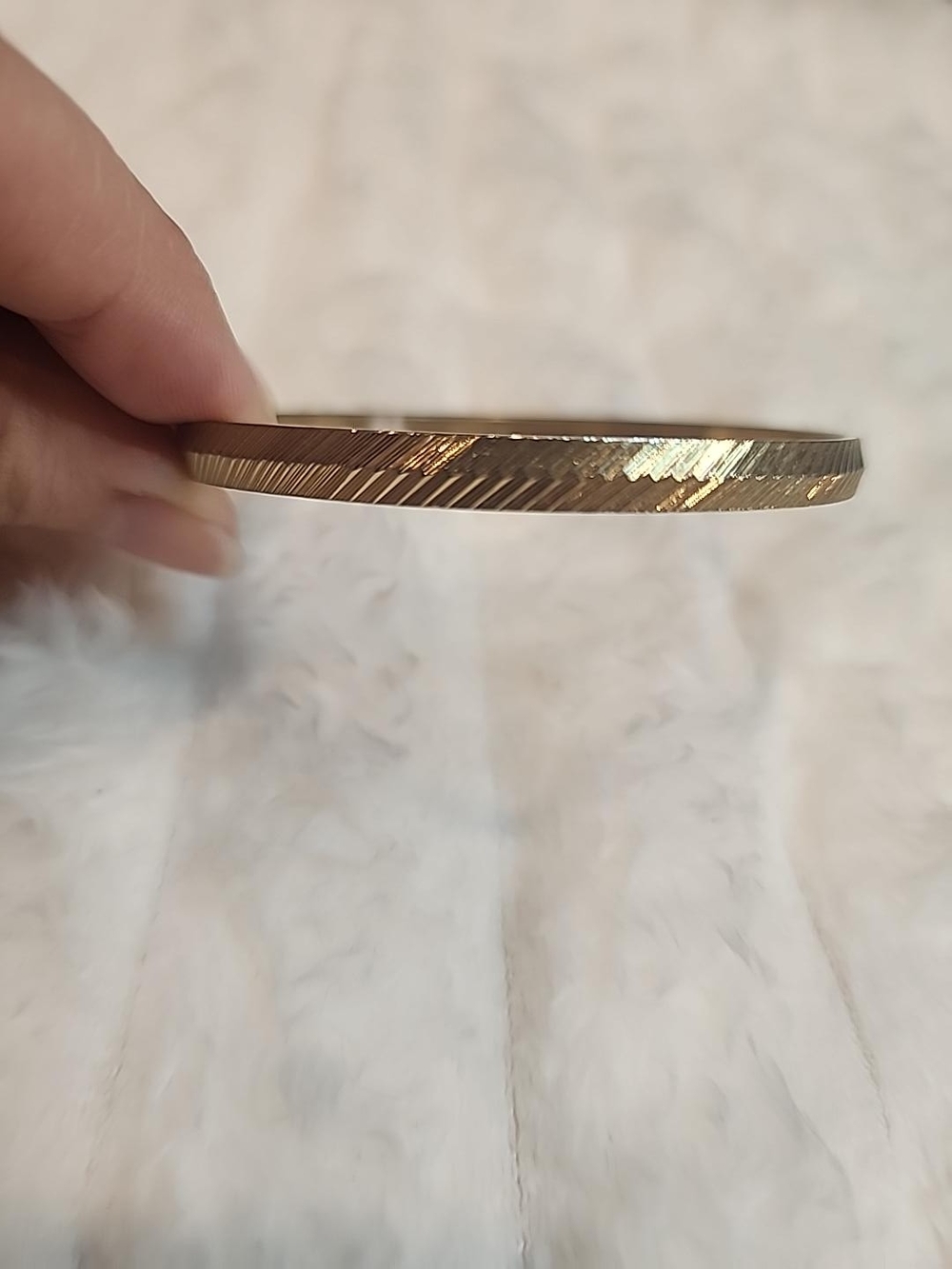 Vintage MONET Gold Tone Textured Etched Bangle Bracelet